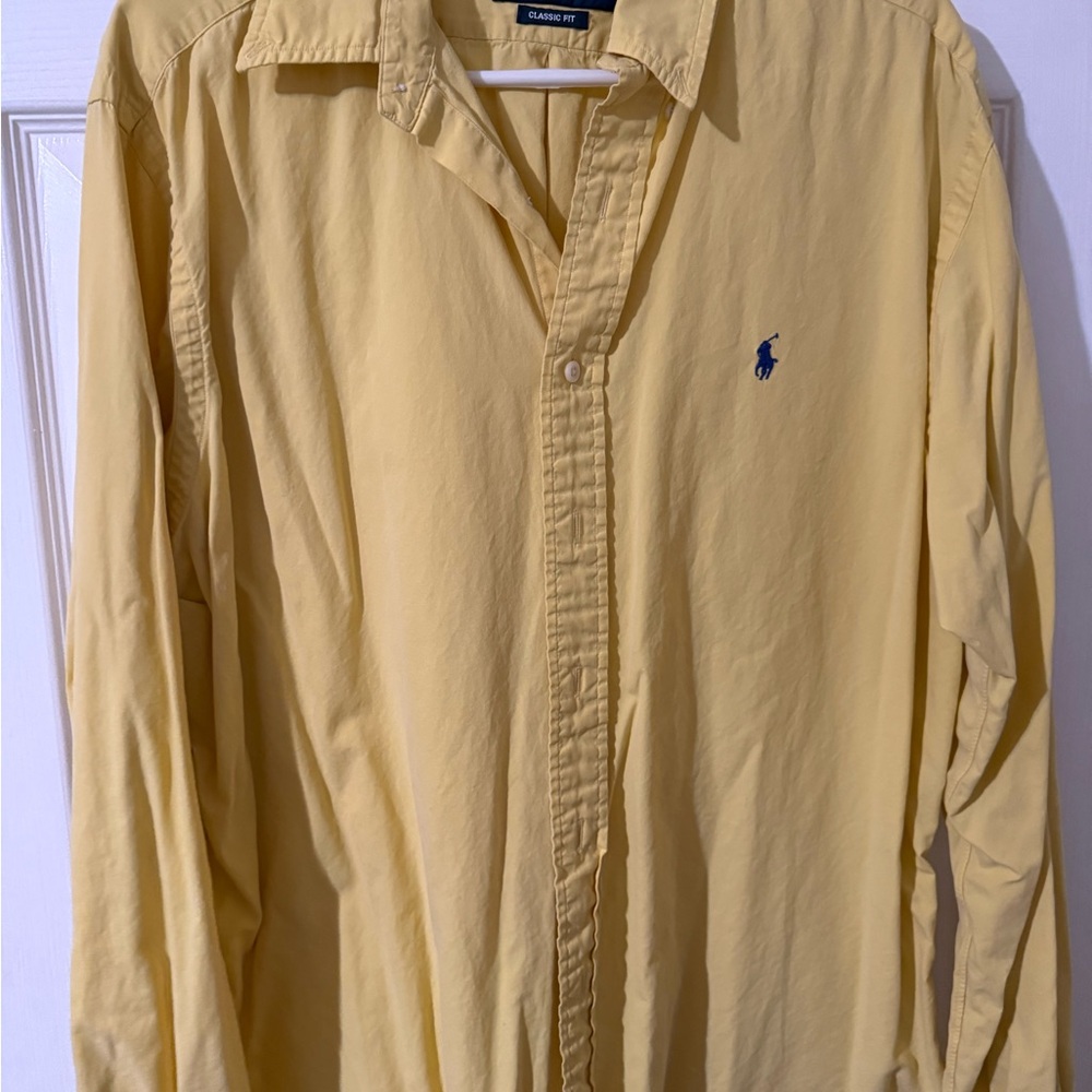 Ralph Lauren Men's Casual Yellow Button Down Shirt